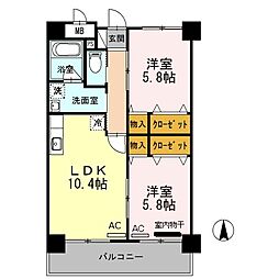サンフォーレ・1989 6階2LDKの間取り