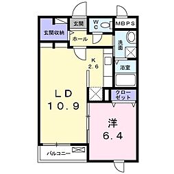 フォルモーント 1LDKの間取図画像
