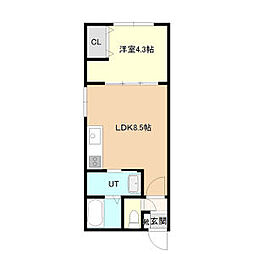 ラフィーネ円山公園・煌 1階1LDKの間取り