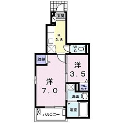 ラフレーズ田中 1SKの間取図画像