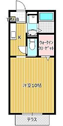 クレスト青木 1Kの間取図画像