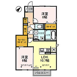 ジュネス東岩瀬　A 1階2LDKの間取り
