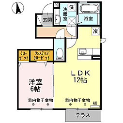 セジュール・エーA 1LDKの間取図画像