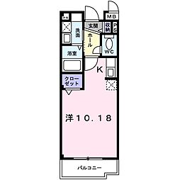 アニューふじみ野 ワンルームの間取図画像