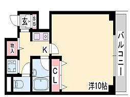 コーラルウェイII 2階1Kの間取り