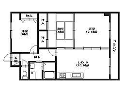 パークヒルズ5番館 4階3LDKの間取り