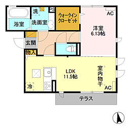 スプリームB 1LDKの間取図画像