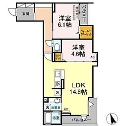 アンジュール徳丸Ｂ棟 3階2LDKの間取り