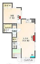 すまいる18番館 1階1LDKの間取り