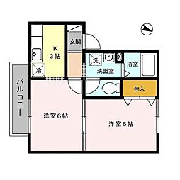 ハイカムール鷹清水A 1LDKの間取図画像