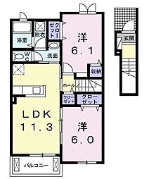 メゾンドアルテミス 2LDKの間取図画像