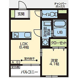 ドミール内丸 1LDKの間取図画像
