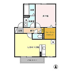 リビングタウン八日市場C 1LDKの間取図画像