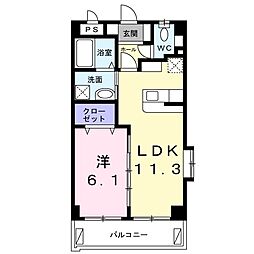 ソレイユ玉城 1LDKの間取図画像