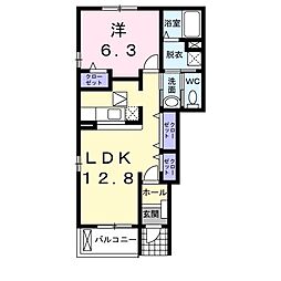 ラ・フォレスタＲＹＵ・Ｄ 1階1LDKの間取り
