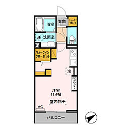 上毛電気鉄道 片貝駅 徒歩14分の賃貸アパート 3階ワンルームの間取り