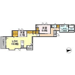 ガーデンコート武町 2LDKの間取図画像