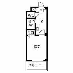 ハイツヤマオ 3階1Kの間取り