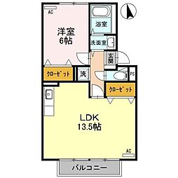 プレジール・マーチ 1LDKの間取図画像