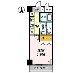 グリーンフィール大宮 3階1Kの間取り