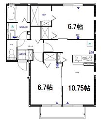 ウィズハイムA 2LDKの間取図画像