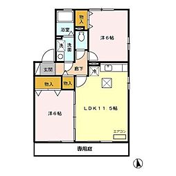 セジュール新町A 2LDKの間取図画像