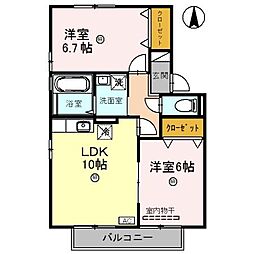 カルナ みたか 2階2LDKの間取り