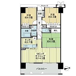 サーパス武町 3LDKの間取図画像