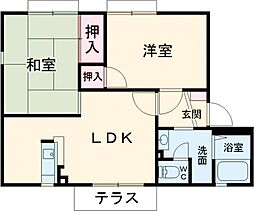 JR舞鶴線 西舞鶴駅 バス7分 福来東下車 徒歩3分の賃貸アパート 1階2LDKの間取り