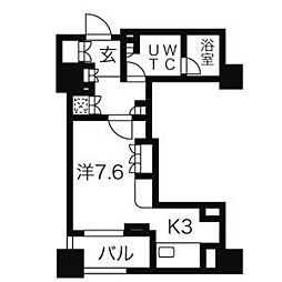 プライムメゾン大通公園 11階1Kの間取り