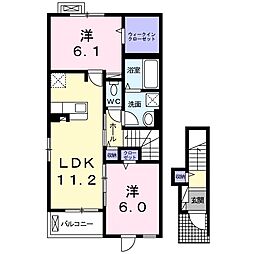メゾンプラシード3 2LDKの間取図画像