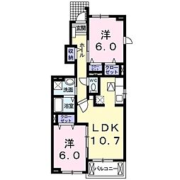 サンモール壱番館 2LDKの間取図画像