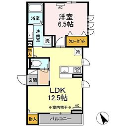 ラフォレ 3階1LDKの間取り