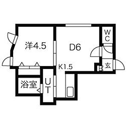 リー・スペース元町 1DKの間取図画像