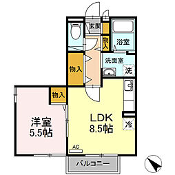 Ｂｌｏｏｍｉｎｇ新井田 2階1LDKの間取り