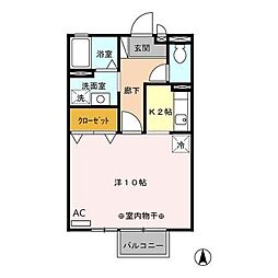 梟の丘D棟 1Kの間取図画像