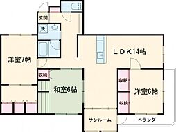 JR舞鶴線 東舞鶴駅 徒歩16分の賃貸マンション 1階3LDKの間取り
