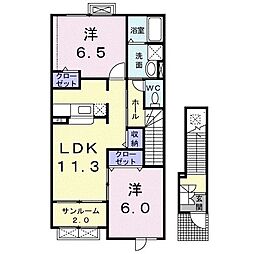 ドリームドームA 2LDKの間取図画像