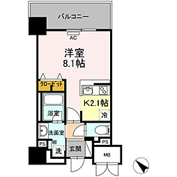 D'FOREST甲南 1Kの間取図画像