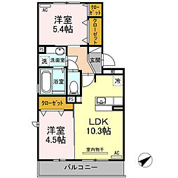 キャムス 2LDKの間取図画像