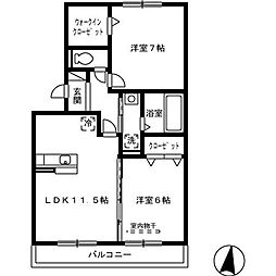 エスターブレ 2階2LDKの間取り