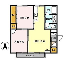 アーバンライフ八橋 2LDKの間取図画像