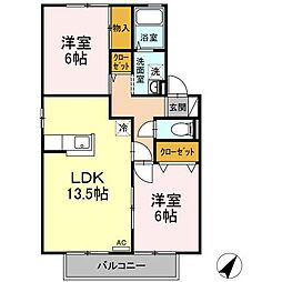 ジュネス北本町D 2LDKの間取図画像