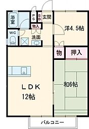 メゾン・ドゥ・カノン 1階2LDKの間取り