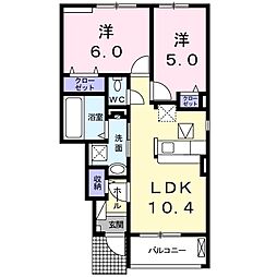 ハレオオノ3 2LDKの間取図画像