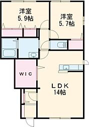 ノーブル新地1 2LDKの間取図画像