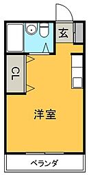 サンハイム朝田 ワンルームの間取図画像