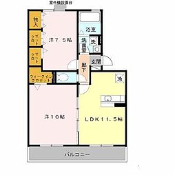 ティアコート帝塚山 2階2LDKの間取り