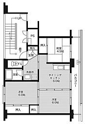 ビレッジハウス大田原1号棟 3DKの間取図画像