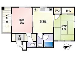 シャトレK＆M 3階2DKの間取り